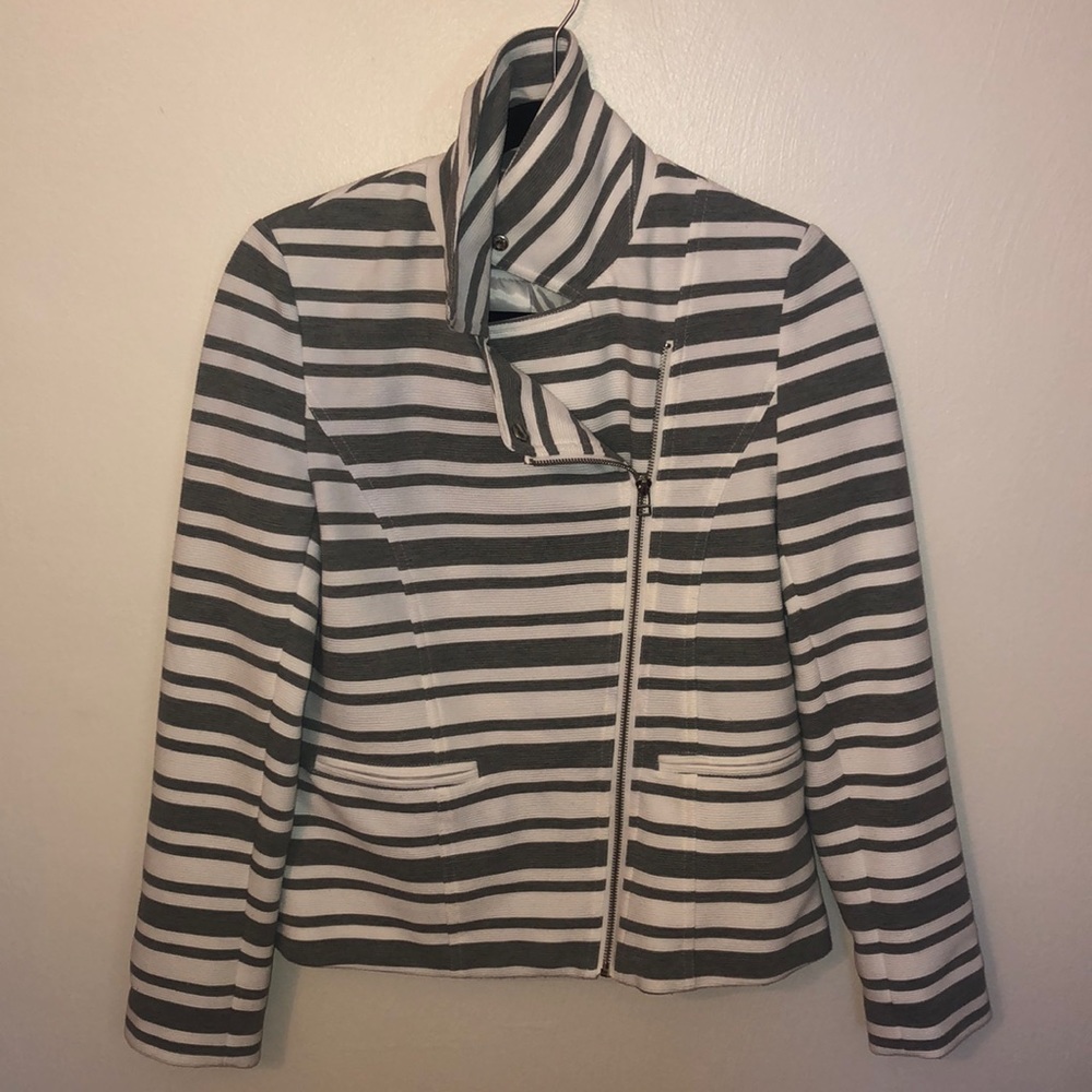Grey & white striped blazer